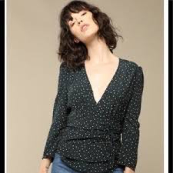 Rouje Tops - Retro-style Rouje Anna Wrap Top Dark Green